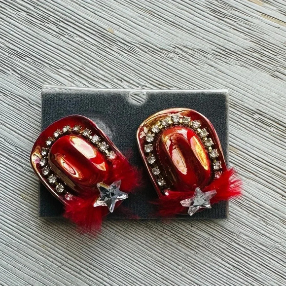 Jewelry - Super Cute Vintage Cowgirl Hat Rare Clip on Earrings western cowboy cowgirlcore